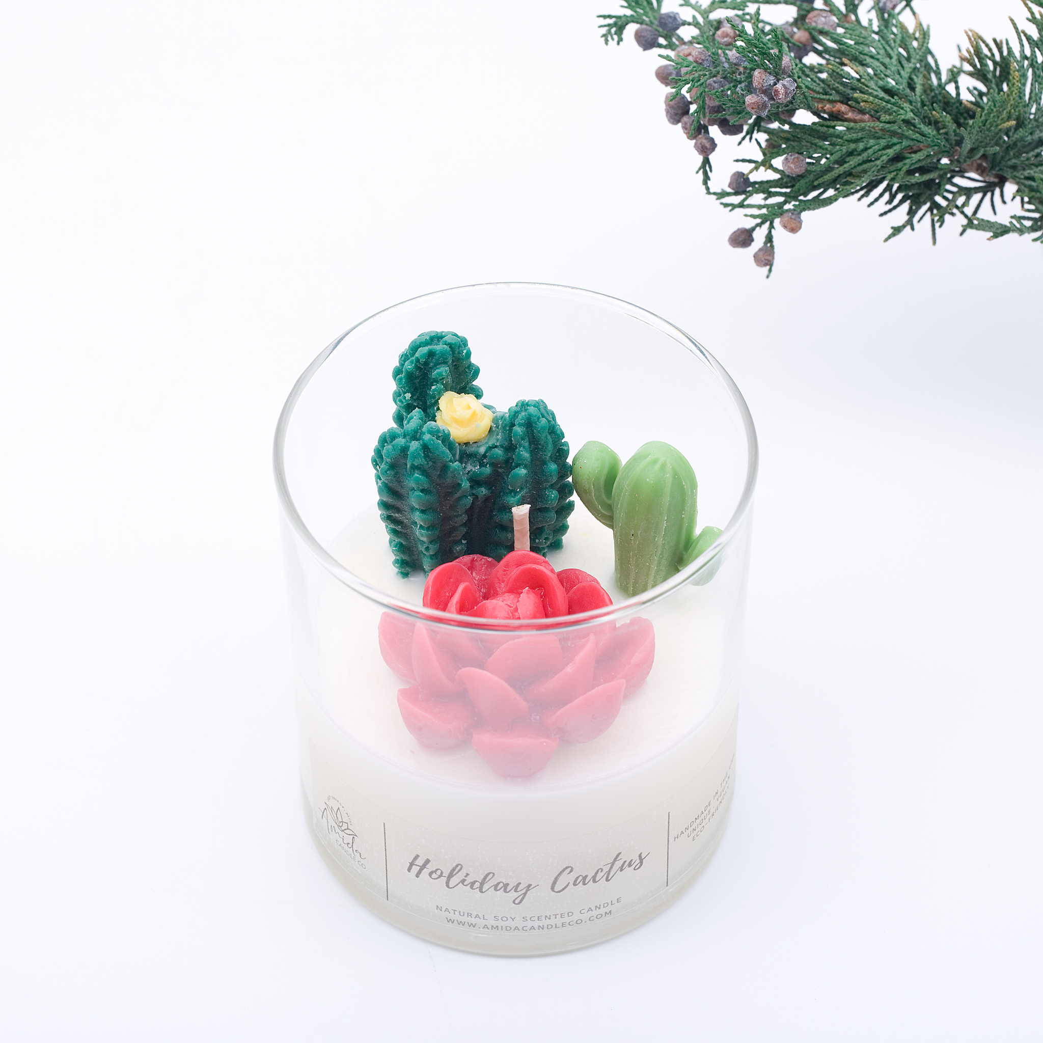 Holiday Cactus Candle with Metal lid & Gift Box