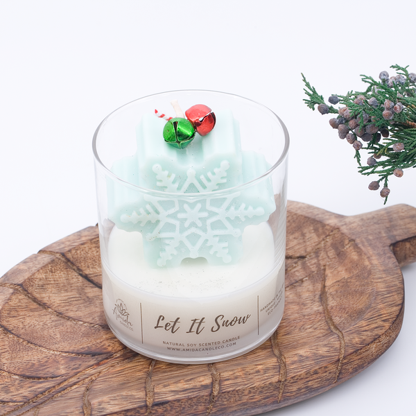 Christmas Candle Snowflake Let It Snow Candle